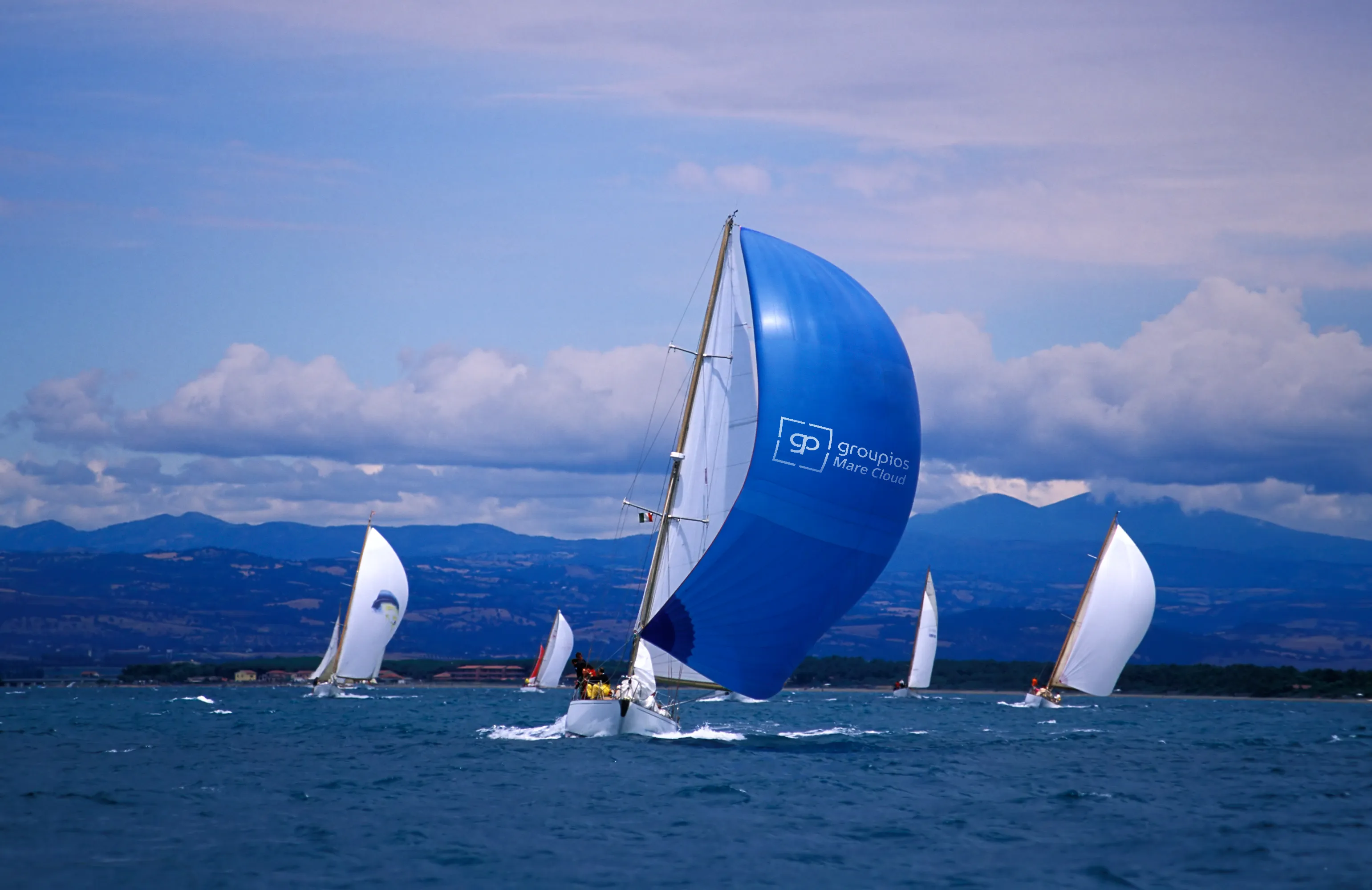 Sailing yacht on calm seas - a symbol for safely stored company data